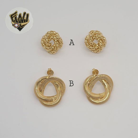 (1-1218-2) Gold Laminate - Knot Stud Earrings - BGF