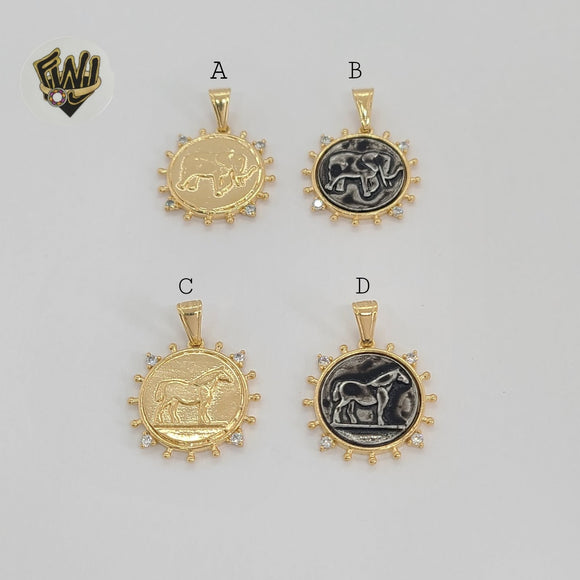 (1-2378) Gold Laminate - Animal Medal Pendants  - BGF