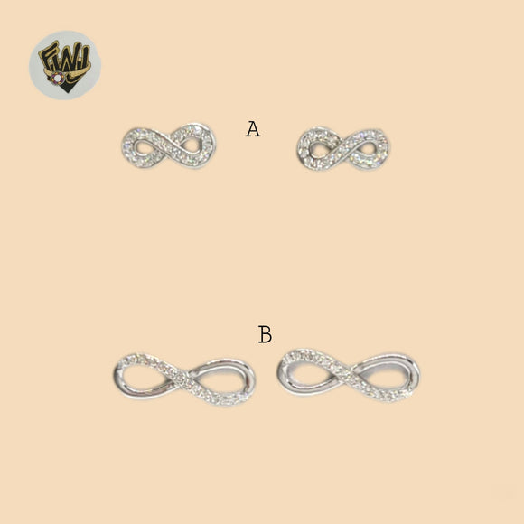 (2-3269) 925 Sterling Silver - Infinity Stud Earrings.