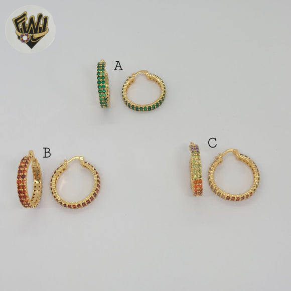 (1-2972-2) Gold Laminate - Colorful Zircon Hoops - BGO