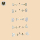 (2-3038) 925 Sterling Silver - Zircon Stud Earrings.