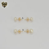(1-1020-2) Gold Laminate - Pearl Stud Earrings - BGF