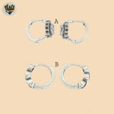(2-4171) Pendientes Huggies de Plata de Ley 925 con Circonitas. 