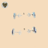 (2-3065) Pendientes de botón de ojo malvado en plata de ley 925. 