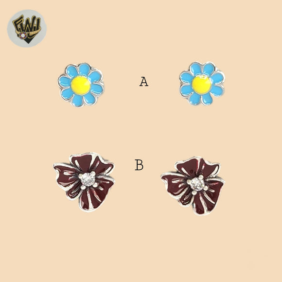 (2-3258-1) 925 Sterling Silver - Flower Stud Earrings.