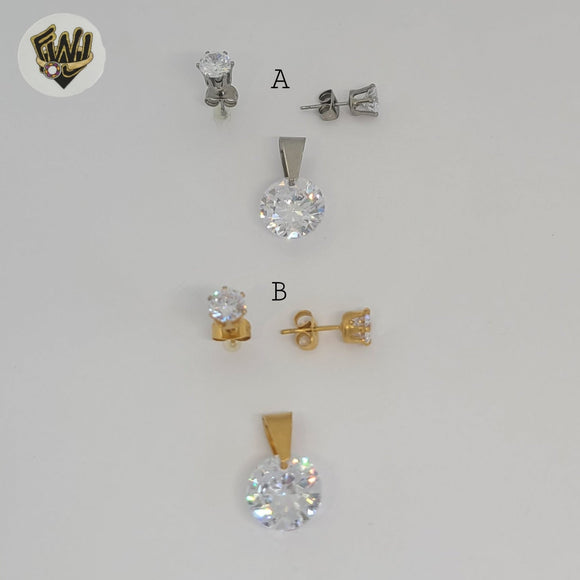 (4-9042) Stainless Steel - Zircon Stud Set.