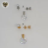 (4-9042) Stainless Steel - Zircon Stud Set.