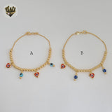 (MBRA-26-2) Gold Laminate - 4mm Evil Eye Bracelet - BGF