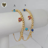 (MBRA-26-2) Gold Laminate - 4mm Evil Eye Bracelet - BGF