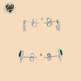 (2-3222) 925 Sterling Silver - Zircon Stud Earrings.