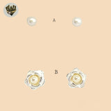 (2-3430) 925 Sterling Silver - Pearl Stud Earrings.