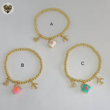 (MBRA-10-J) Stainless Steel - Charms Beads Bracelet.