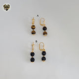 (1-1094-1) Gold Laminate - Stone Earrings - BGF