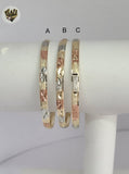 (1-4013) Gold Laminate - 4mm Three Tones Bangles - Dozen - BGO