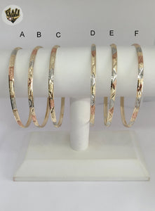 (1-4013-3) Pulseras de oro laminado de 4 mm en tres tonos - Docena - BGO