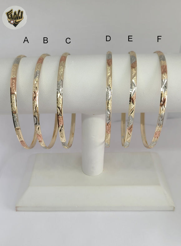 (1-4013-3) Pulseras de oro laminado de 4 mm en tres tonos - Docena - BGO