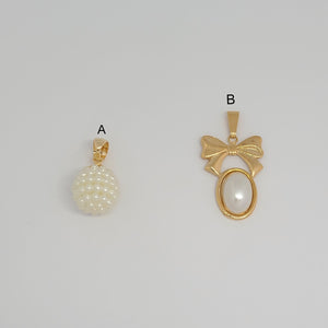 (1-2183) Gold Laminate -Pearl  Pendants - BGF