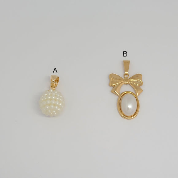 (1-2183) Gold Laminate -Pearl  Pendants - BGF