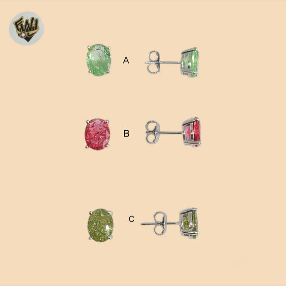 (2-3067) 925 Sterling Silver - Zircon Stud Earrings.