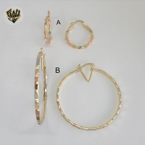 (1-2759) Gold Laminate - Three Tone Hoops - BGO