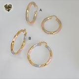 (1-2770) Gold Laminate - Three Tone Hoops - BGO