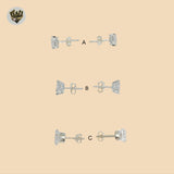 (2-3021) 925 Sterling Silver - Square Zircon Stud Earrings.
