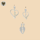 (2-1279) 925 Sterling Silver - Girl and Boy Pendants.