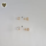 (1-1092) Gold Laminate - Zircon Stud Earrings - BGF