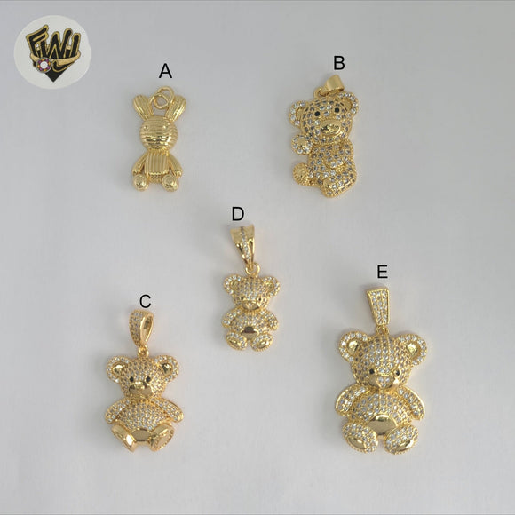 (1-2242) Gold Laminate - Teddy Bear Pendants - BGO