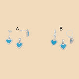 (2-6365) 925 Sterling Silver - Blue Zircon Hearts Set.
