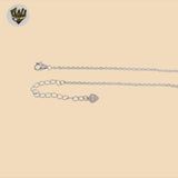 (2-66040) Plata de ley 925 - Collar con placa de eslabones de caja de 1 mm.