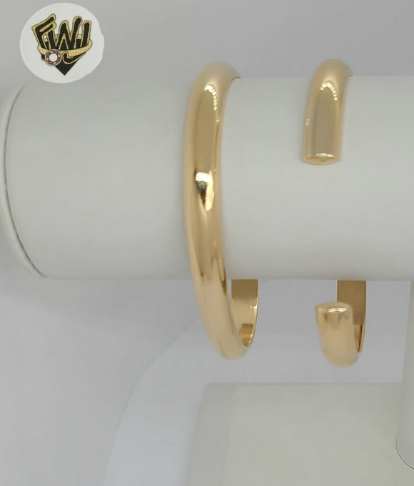 (1-4077-B) Laminado de oro - Brazaletes abiertos lisos de 7 mm - BGF