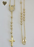 (1-3327-1) Gold Laminate - 9mm Guadalupe Virgin Rosary Necklace - 23" - BGO.