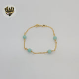 (1-3901-K) Gold Laminate - 6mm Turquoise Beads Bracelet - 7.5" - BGF