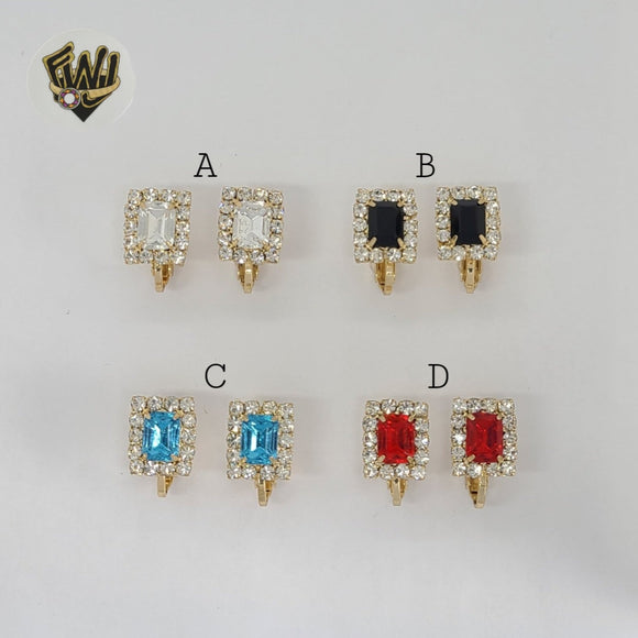 (1-1192-2) Gold Laminate -  Zircon Clip Earrings - BGF