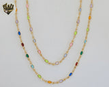 (1-1598) Gold Laminate - 3mm Multicolor Oval Link Chain - BGF