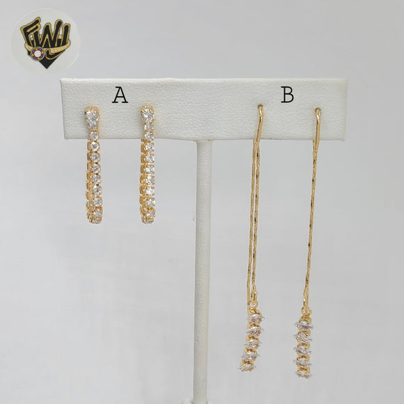 (1-1237-6) Gold Laminate - Zircon Long Earrings - BGF
