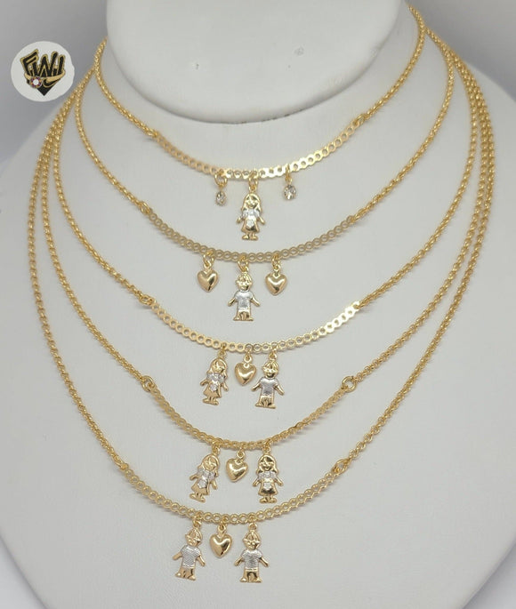 (1-6104) Gold Laminate - Rolo Link Kids Charms Necklace - BGF