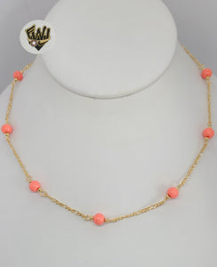 (1-3902-J) Gold Laminate - 6mm Coral Beads Necklace - BGF