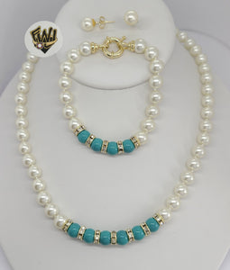 (MSET-37) Gold Laminate - 8mm Two Colors Mallorca Pearls Set - BGF