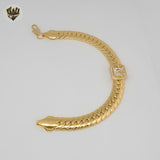 (1-0821-1) Gold Laminate - 9mm Zircon Curb Link Bracelet - 8" - BGO