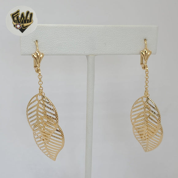 (1-1209-4) Gold Laminate - Leaf Long Earrings - BGF