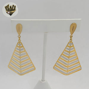 (1-1241-4) Gold Laminate - Two Tones Long Earrings - BGF