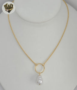 (1-6508) Laminado de Oro - Collar de Perlas Rolo Link - BGF