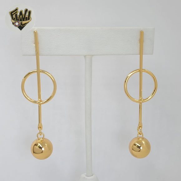 (1-1245-5) Gold Laminate - Long Ball Earrings - BGO