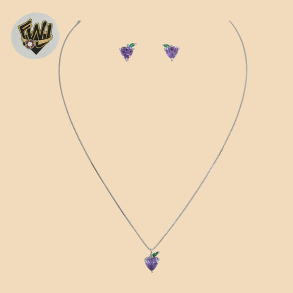 (2-6779) 925 Sterling Silver - 1mm Heart Zircon Set - 16