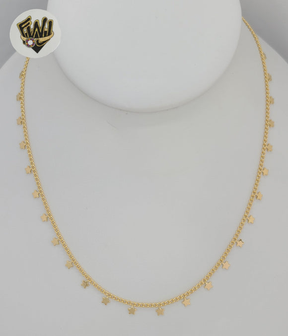 (1-6195-3) Gold Laminate - Curb Link Star Necklace - BGF