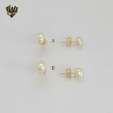 (1-1020-2) Gold Laminate - Pearl Stud Earrings - BGF