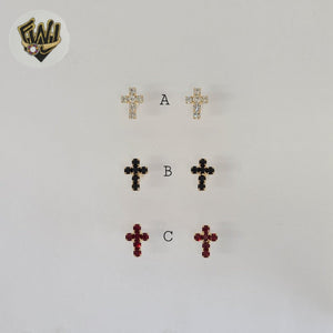(1-1148-1) Gold Laminate - Stud Cross Earrings - BGF