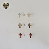 (1-1148-1) Gold Laminate - Stud Cross Earrings - BGF